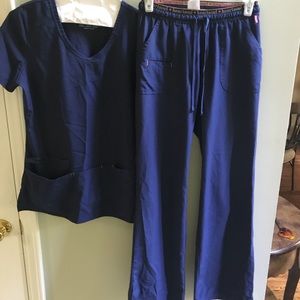 XS Navy Blue Scrub Top and Bottom